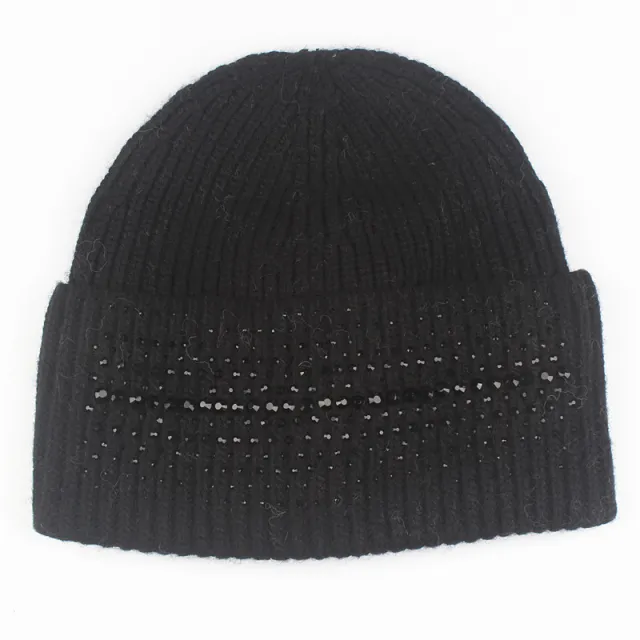 Warm High End South African Rhinestone Fashion Knitted Pullover Cap Black - Shop at LoveMi