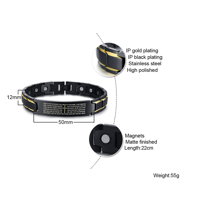 Stainless Steel Curved Brand Engraving Men's Bracelet