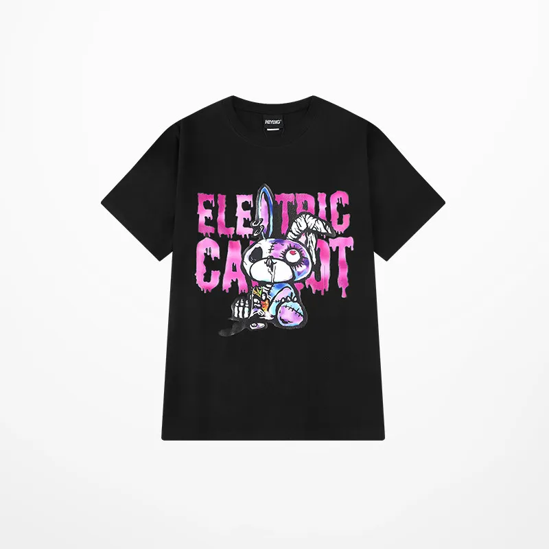 Men's Harajuku Style Cotton Short-sleeved T-shirt - Black