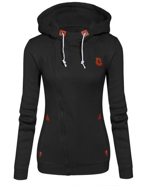 Solid Color Fleece Irregular Diagonal Zipper Sweater Black - Shop at LoveMi