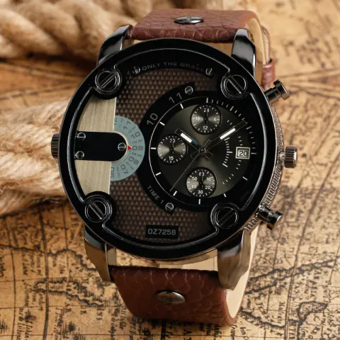 Men's Fashion Quartz Watch Metal Large Dial Sports