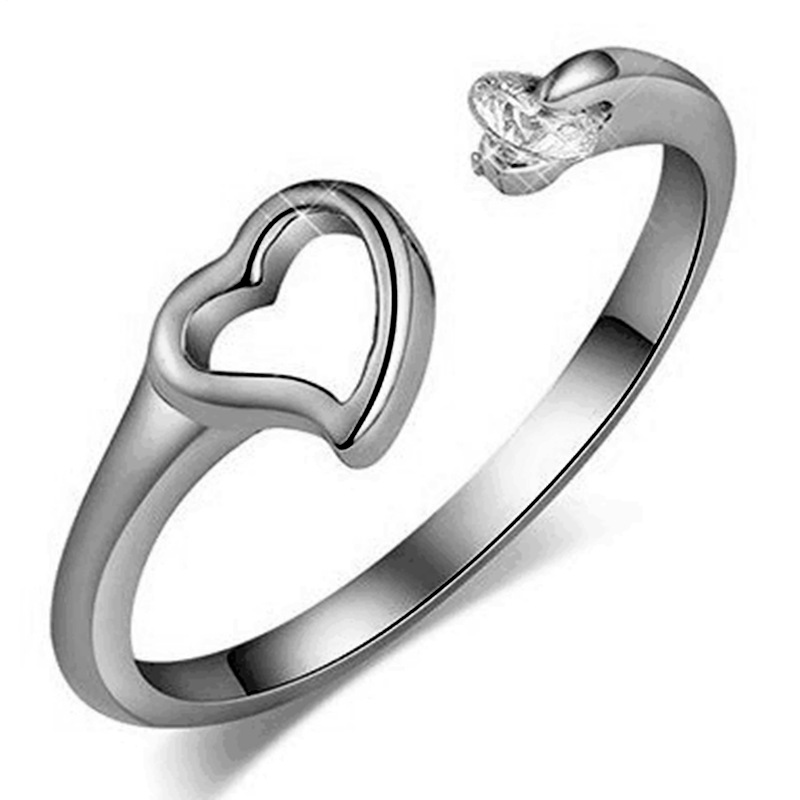 Popular Personality Heart-shaped Hand-set Zircon Ring