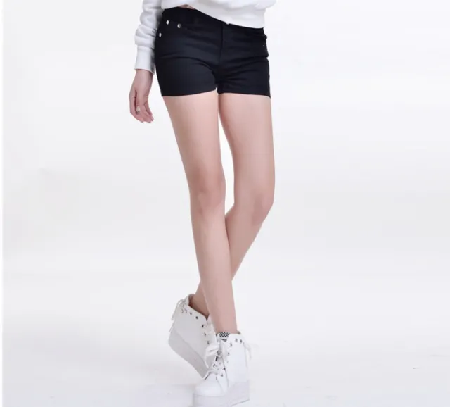 Denim Shorts Women Korean Style Elastic Colored Pencil Pants Black - Shop at LoveMi