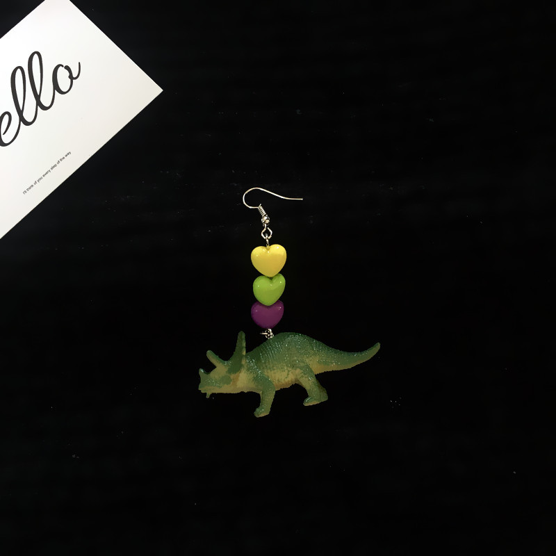Bungee Beautiful Girl Childlike Dinosaur Earrings Funny And Interesting