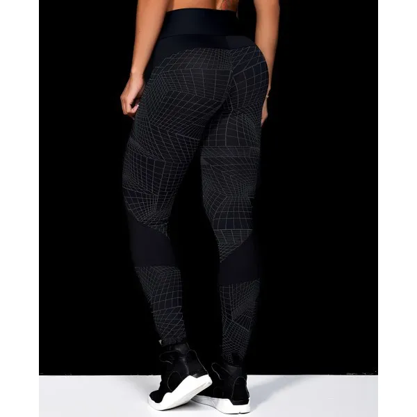 Geometric Lines Sexy Yoga Sweatpants Hip High Waist Leggings Black - Shop at LoveMi