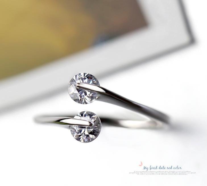 Korean Fashion Simple Loose Diamond Opening Adjustable Ring