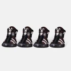 A Set Of 4 Small Dog Wear-Resistant Pet Shoes - Coffee - View 1