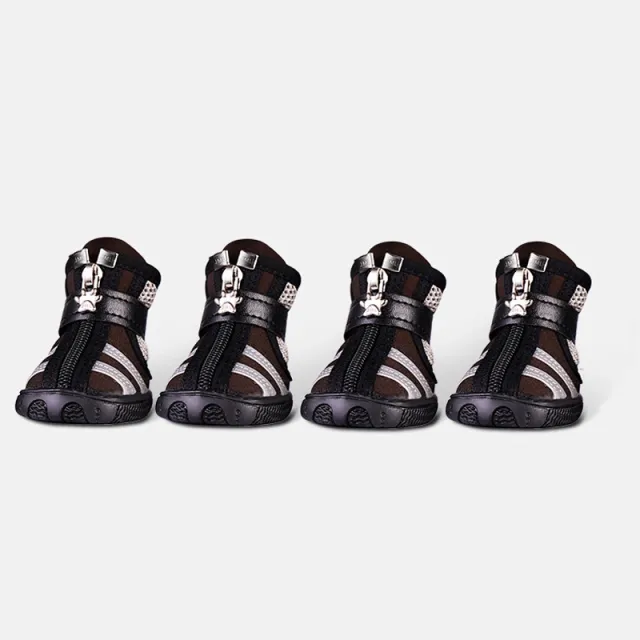 A Set Of 4 Small Dog Wear Resistant Pet Shoes Coffee - Shop at LoveMi