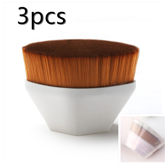 Foundation Brush BB Cream Makeup Brushes Loose Powder Brush Flat Kit 3Pcs White With Box - Shop at LoveMi