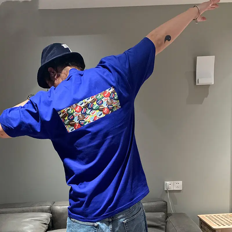 Men's Loose Beer Cap Printed Short Sleeve Sweatshirt