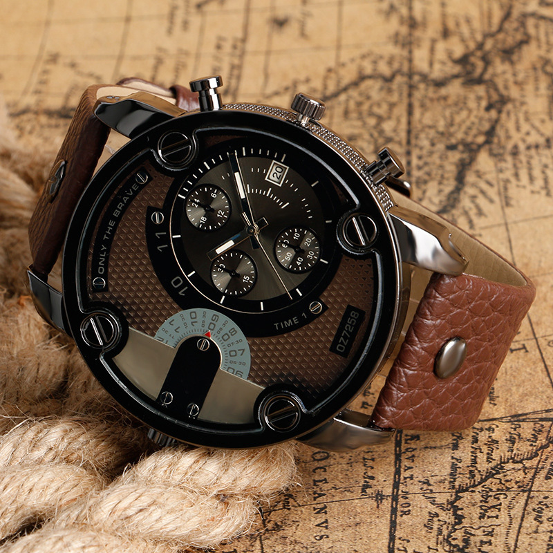 Men's Quartz Watch Calendar Waterproof Leather Large Dial Luxury Sports Watch - Bild 5 von 5