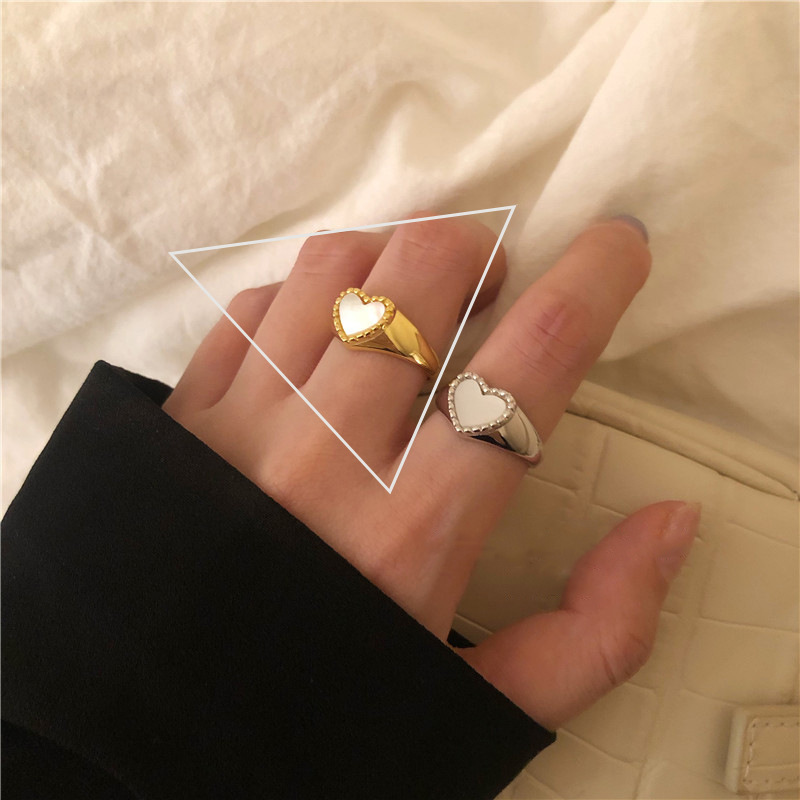 Temperament Shell Love Ring Female 925 Silver