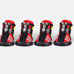 A Set Of 4 Small Dog Wear-Resistant Pet Shoes - Red - View 1