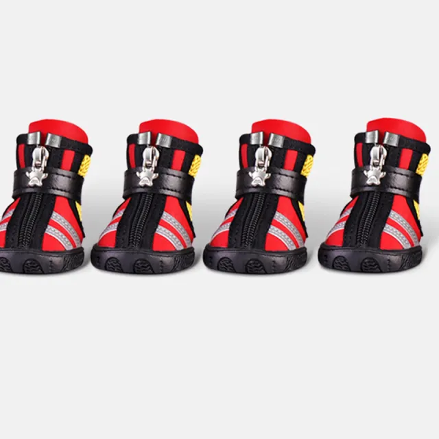 A Set Of 4 Small Dog Wear Resistant Pet Shoes Red - Shop at LoveMi