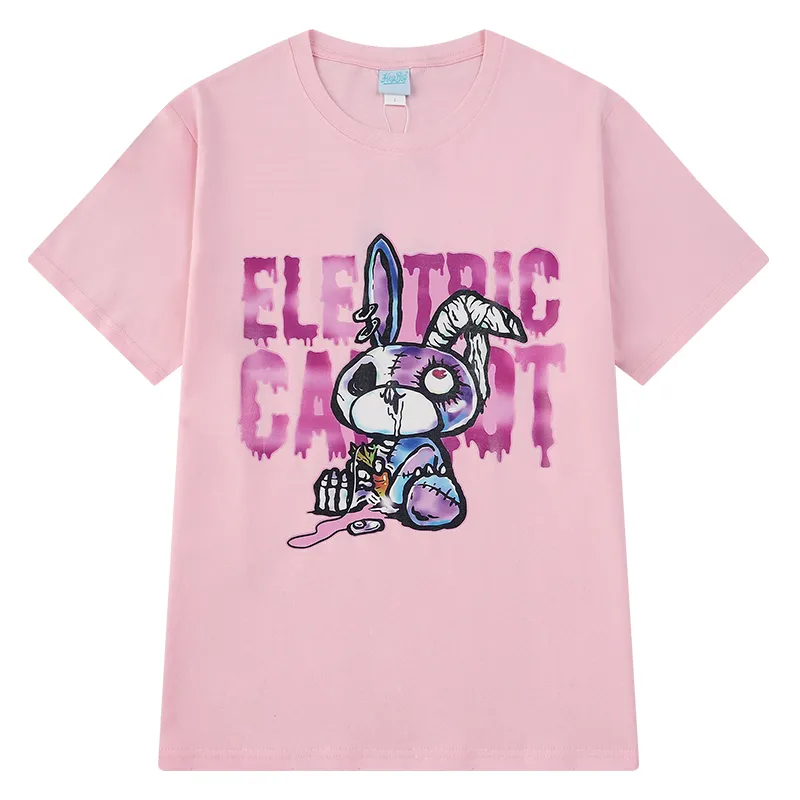Men's Harajuku Style Cotton Short-sleeved T-shirt - Pink