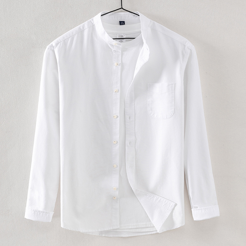 Stand Collar Shirt, Oxford Cotton Jacket For Spring And Autumn
