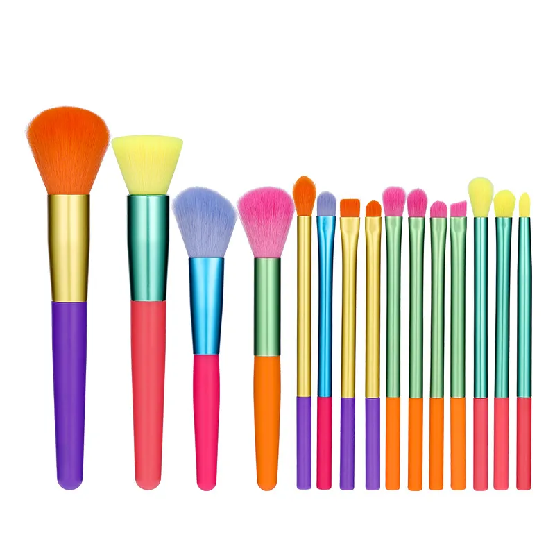 Makeup Brush Set Multicolour Colourful Makeup Brushes - Colour