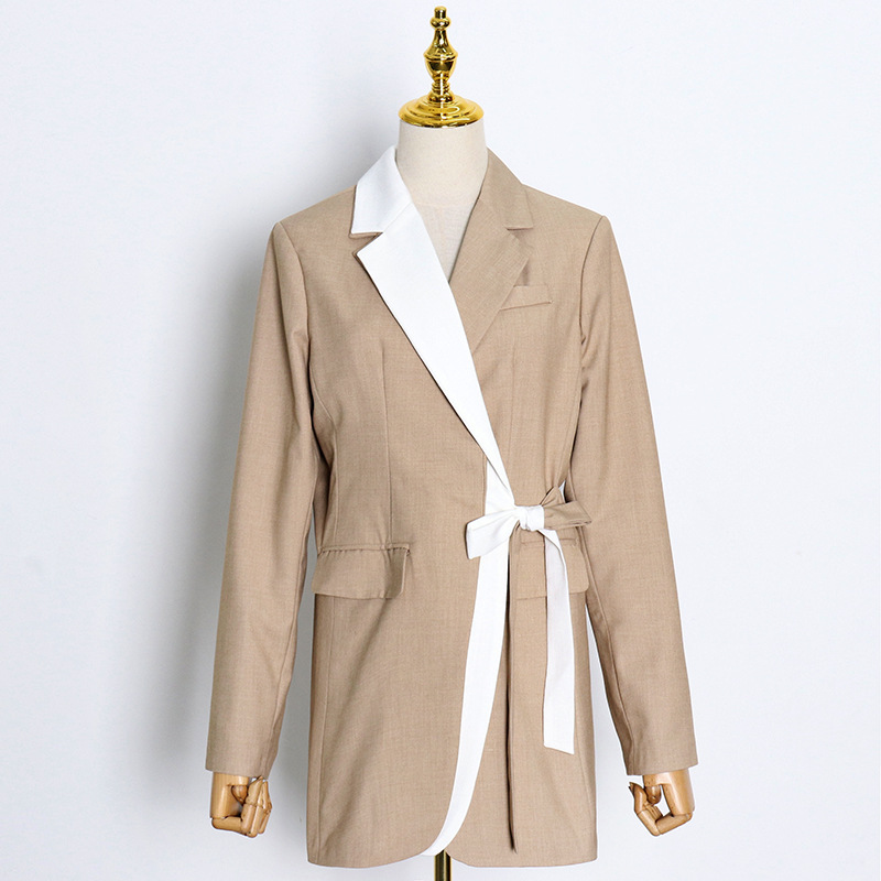 Fashion Splicing Contrast Color Loose Lace Suit