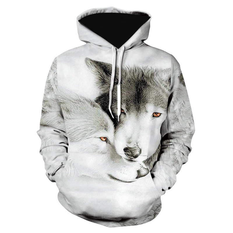 Ice Fire Eye Wolf Print Men's Sweater Street