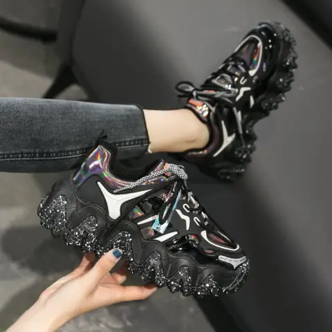 Patent Leather Old Shoes Women Tide Lace Casual