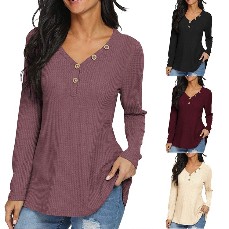 Knitted T-shirt Waist Long Sleeve Loose Blouse