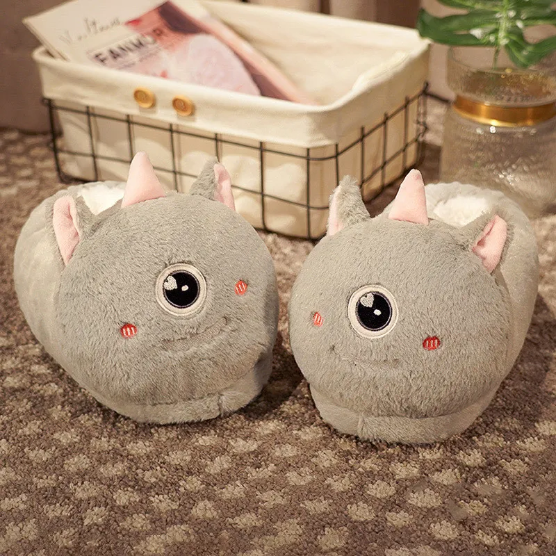 Household Bag With Cute Plush Cotton Slippers - 6Color-One Size