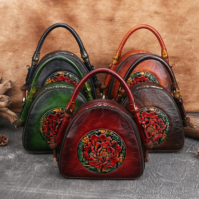 Literary Handbag National Wind Flower Shell Bag Shoulder Diagonal Bag