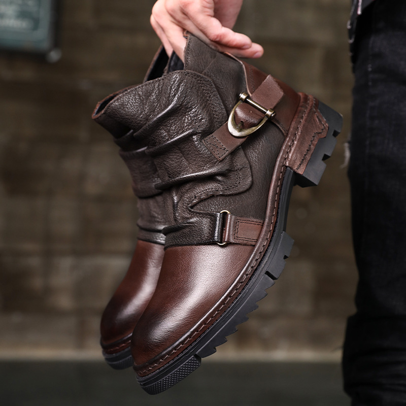 Plus Velvet Warm British High-top Leather Shoes Martin Boots