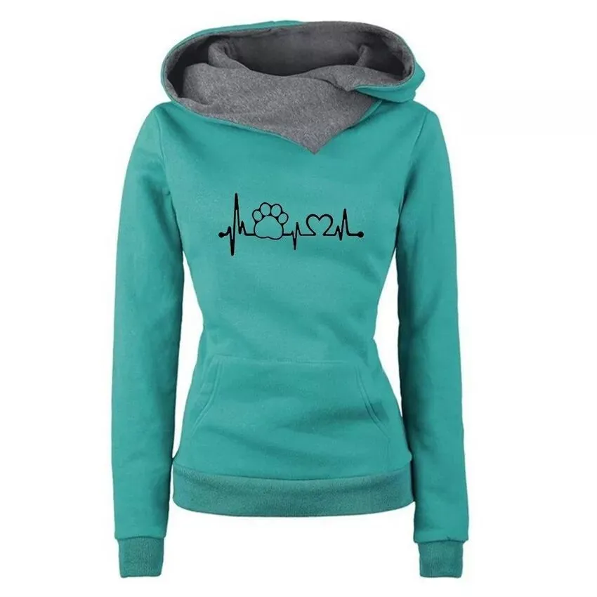 European and American Lapel Embroidered Hooded Sweater - Red