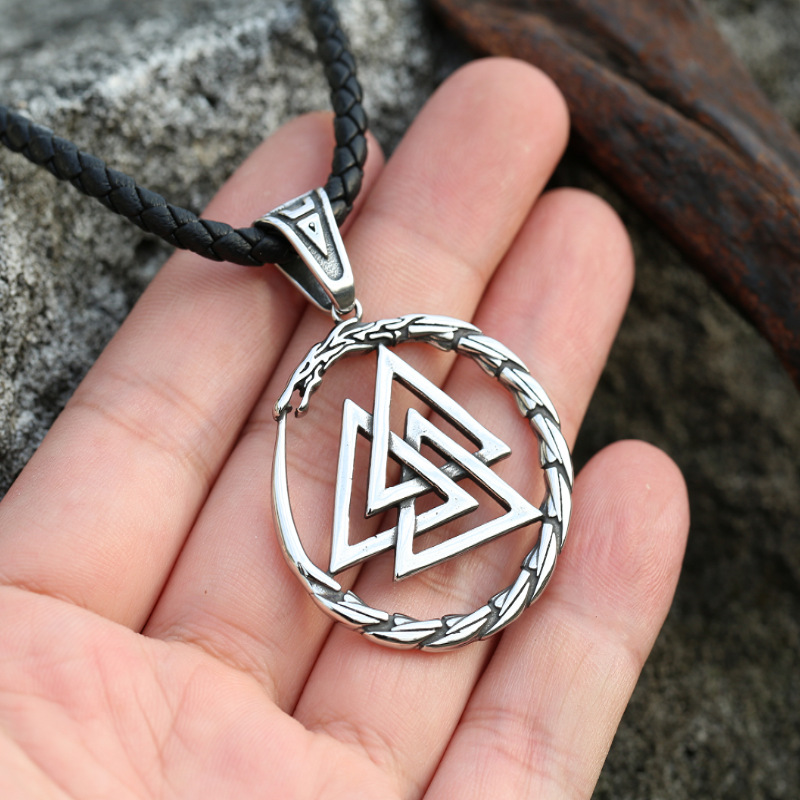 Men's Necklace Retro Style Titanium Steel Ouroboros Pendant
