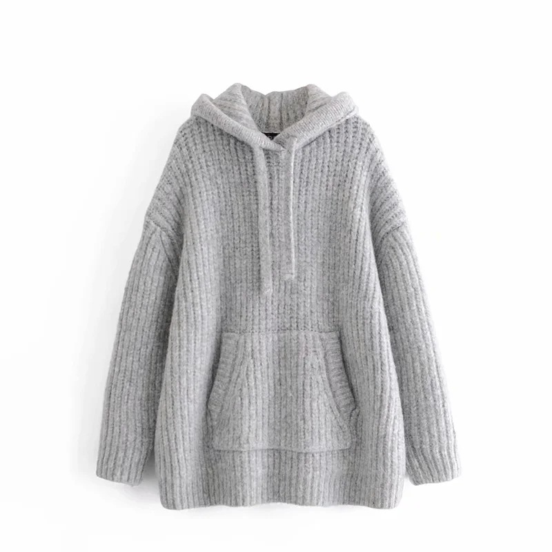 Thick Thick Thread Knitted Loose Hooded Sweater Women