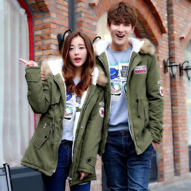 Fur collar plus size thick long padded coat Army Green - Shop at LoveMi