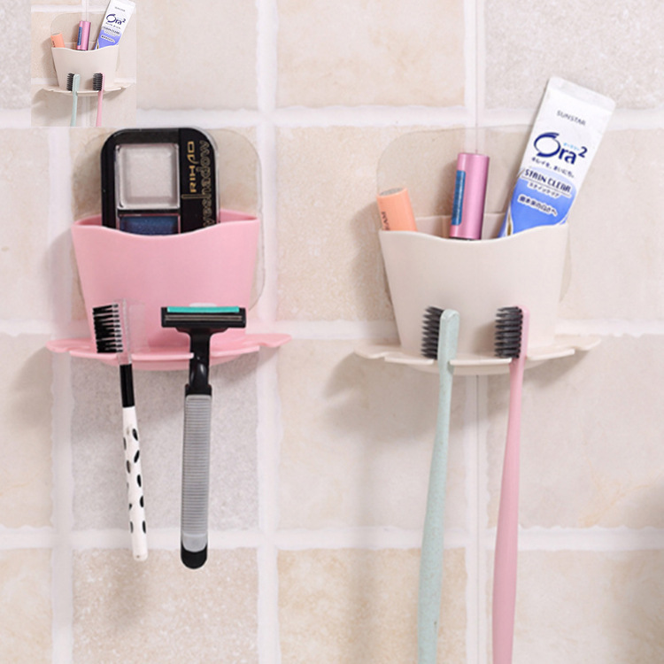 Multifunctional Plastic Shelf With Strong Suction Cup In Bathroom