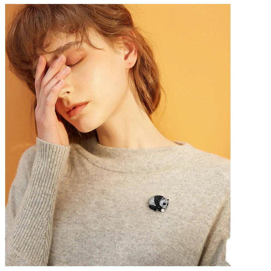 Alloy Male Cartoon Panda Full Drill Brooch