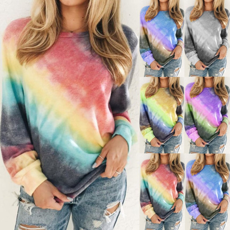 Printed Round Neck Long Sleeve Casual T-Shirt Top Women
