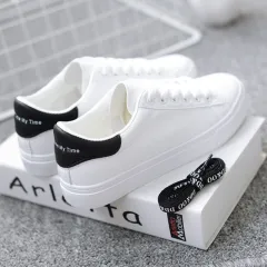 Spring New Casual Flat White Shoes Women - Black - View 1
