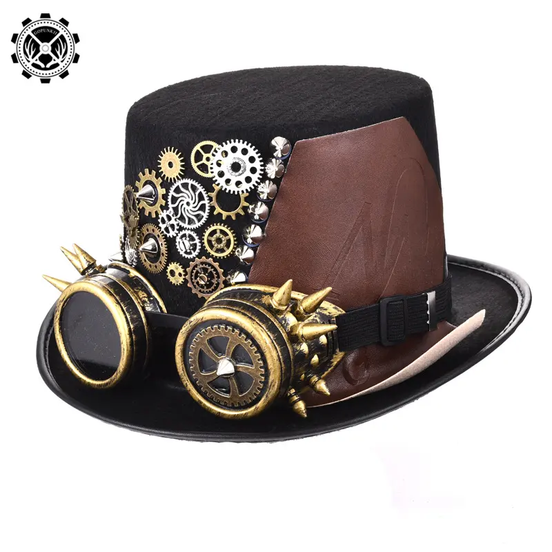 Steampunk Hat Gear Punk Rivet Hat Gothic Glasses Magic