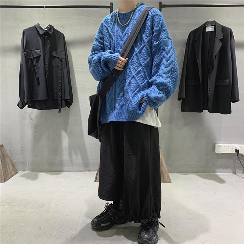 Ins Hong Kong Style Loose Lazy Round Neck Sweater