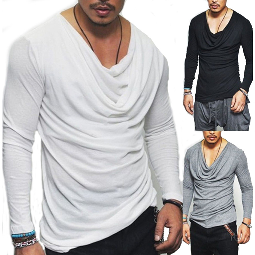 Men's Pile-Collar Slim Long-Sleeved T-Shirt