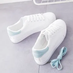 Spring New Casual Flat White Shoes Women - Blue - View 1