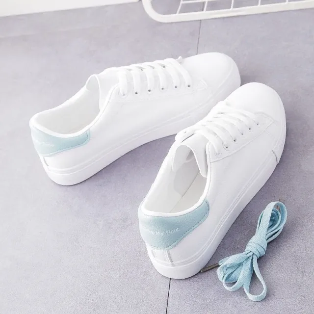 Spring New Casual Flat White Shoes Women Blue - Shop at LoveMi