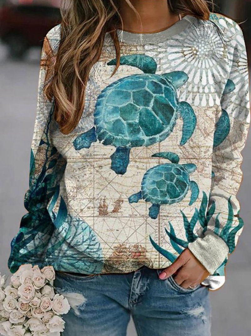 Art Print Christmas Style Ladies Casual Sweater