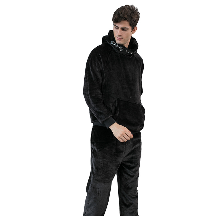 Men's Hooded Warm And Thickened Pajamas Suit