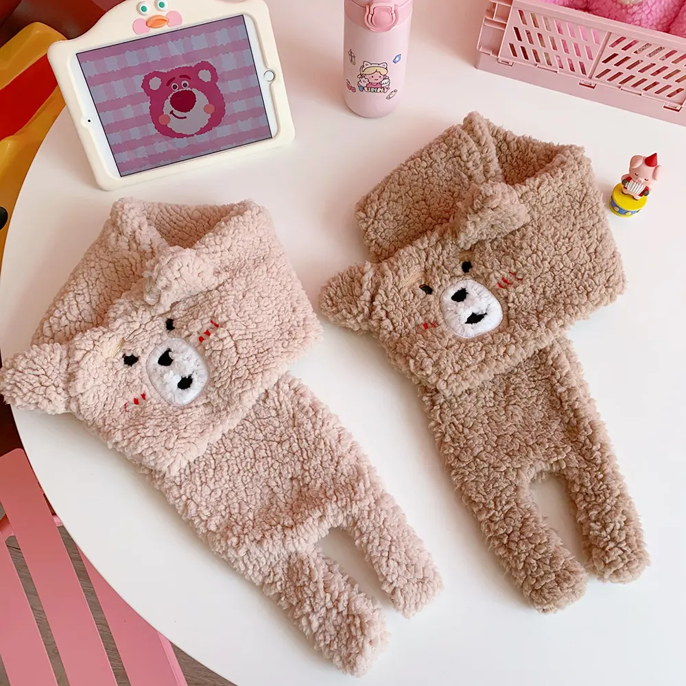 Winter Women Novelty Warm Cute Bear Plush Scarf Lamb