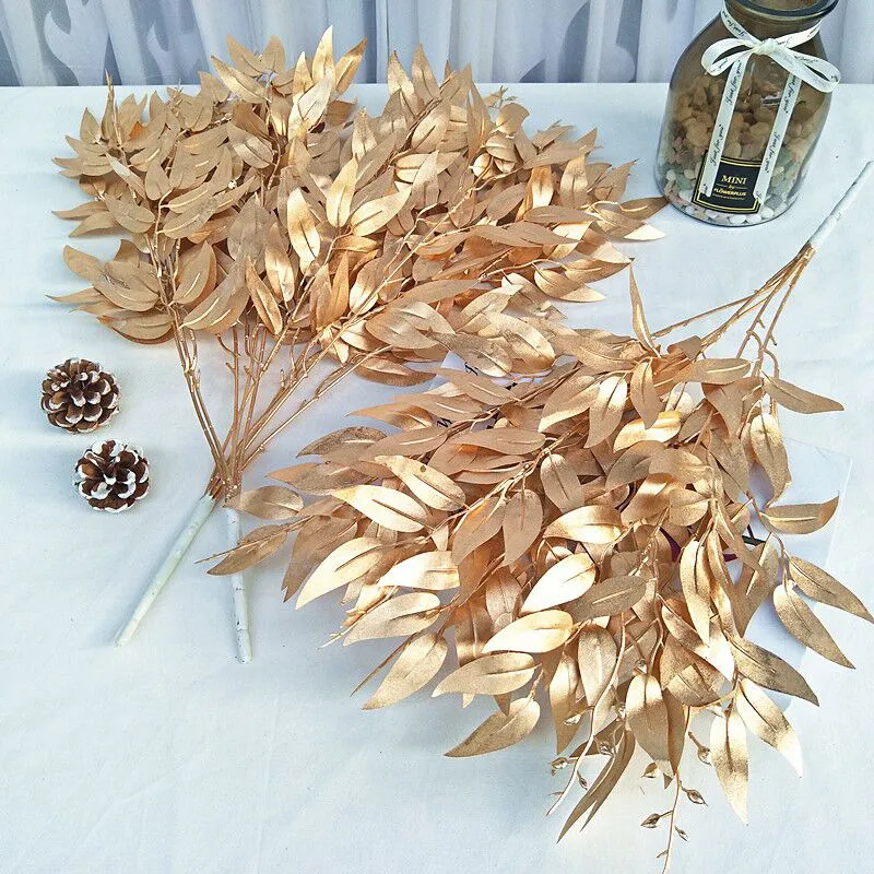 Wedding Guide Layout Of Silk Screen Cloth Of Willow Leaf Plant - Gold
