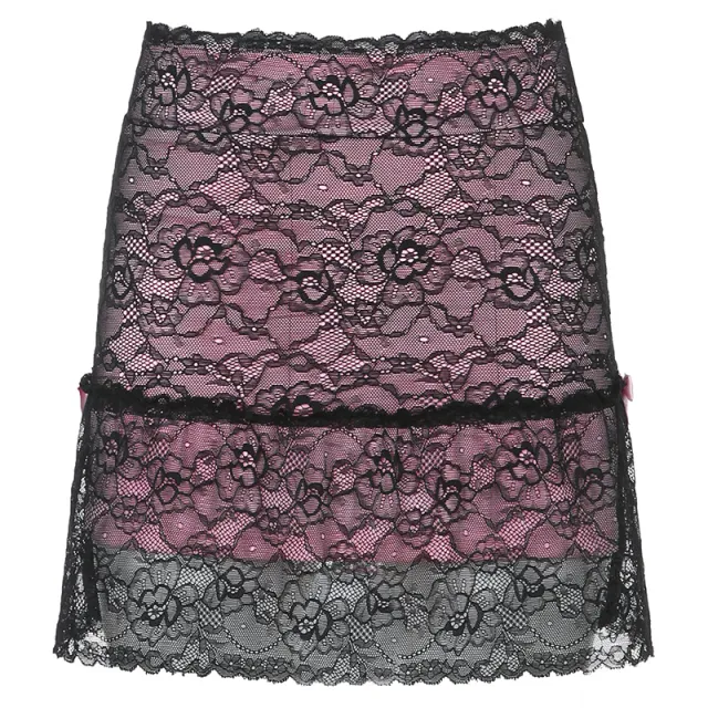 Sexy Sweet Lace Hip Skirt Women's Sexy Short Skirt With Lining Black - Shop at LoveMi