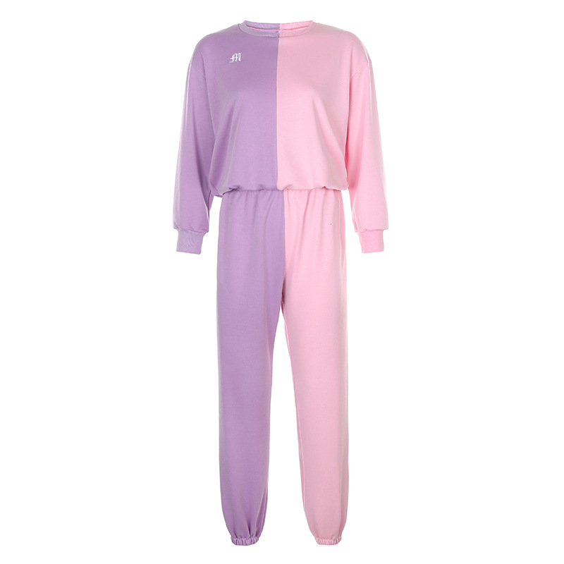 Everyday Casual Letters Embroidery Contrast Stitching Sweater And Trousers