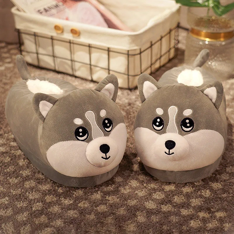 Household Bag With Cute Plush Cotton Slippers - 12Color-One Size