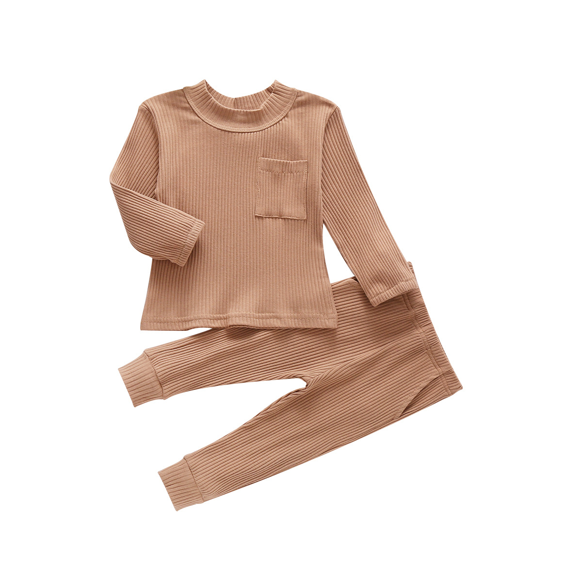 Baby Four-color Pit Strip Long-sleeved Top And Pants Suit