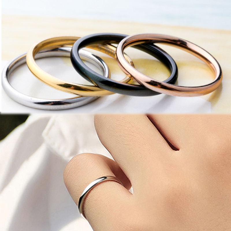 Fashion Simple Smooth Titanium Steel Ring Solid Color